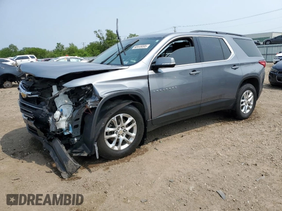 2019 Chevrolet Traverse LT Cloth z VIN 1GNERGKW6KJ214436, wystawiony jako Copart lot #60448095 z przebiegiem 79 230 mil mil oraz Szkoda całkowita • Salvage title. Historia ofert i sprzedaży dostępna na DreamBid. Obrazek 1.