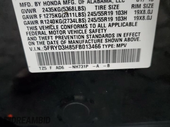 2015 Acura MDX Advance/Entertainment Pkg with VIN 5FRYD3H85FB013466, listed as a Copart auction lot 44435485 with 110,444 mi miles and Salvage Title. Bid and sale history available at carsss.com. Image 15.