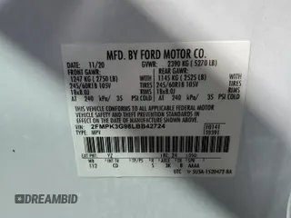2020 Ford Edge SE with VIN 2FMPK3G98LBB42724, listed as a Copart auction lot 73771704 with Not provided miles and Non repairable. Bid and sale history available at DreamBid. Image 14.