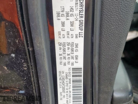 2015 Dodge Durango SXT with VIN 1C4RDHAGXFC695097, listed as a Copart auction lot 61503785 with 210,649 mi miles and Clean title. Bid and sale history available at DreamBid. Image 14.