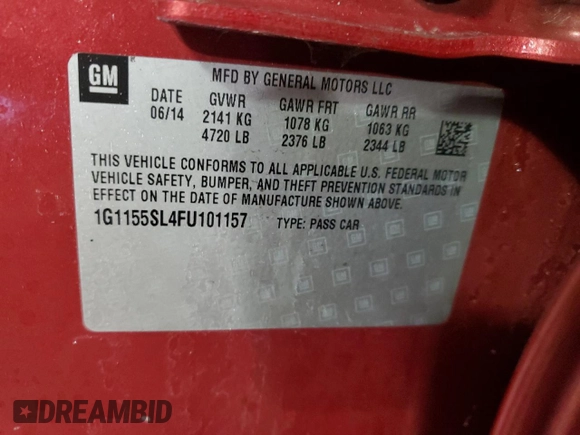 2015 Chevrolet Impala LTZ with VIN 1G1155SL4FU101157, listed as a Copart auction lot 45894775 with 132,570 mi miles and Salvage Title. Bid and sale history available at DreamBid. Image 12.