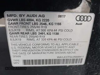 2018 Audi Q3 Premium Plus with VIN WA1JCCFS2JR009411, listed as a IAAI auction lot 41754526 with 85,781 mi miles. Bid and sale history available at carsss.com. Image 9.