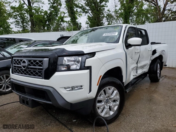 2022 Nissan Frontier S with VIN 1N6ED1EK6NN646015, listed as a Copart auction lot 53599054 with 21,055 mi miles and Salvage Title. Bid and sale history available at carsss.com. Image 1.