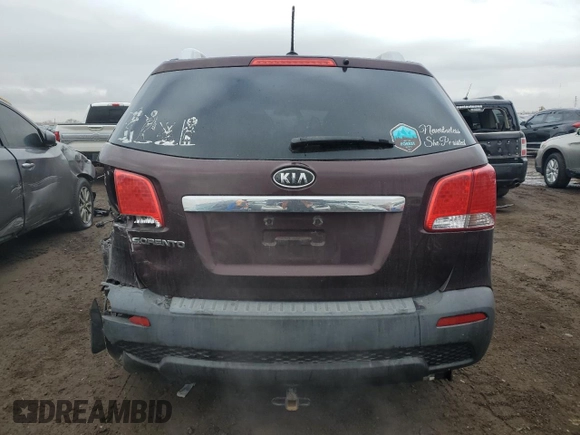 2013 Kia Sorento LX with VIN 5XYKTDA2XDG387261, listed as a Copart auction lot 51788685 with 57,131 mi miles and Salvage Title. Bid and sale history available at carsss.com. Image 6.