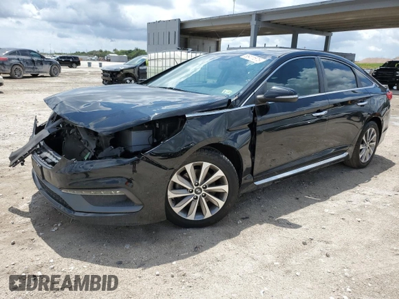 2016 Hyundai Sonata Sport with VIN 5NPE34AF0GH398492, listed as a Copart auction lot 55411575 with 103,736 mi miles and Salvage Title. Bid and sale history available at DreamBid. Image 1.