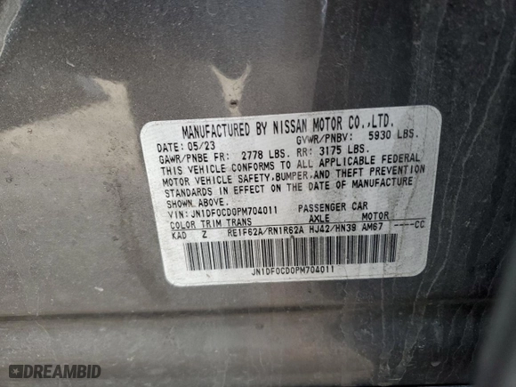 2023 Nissan ARIYA PLATINUM+ with VIN JN1DF0CD0PM704011, listed as a Copart auction lot 44853525 with 0 mi miles and Salvage Title. Bid and sale history available at carsss.com. Image 12.