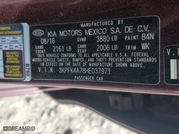 2017 Kia Forte LX with VIN 3KPFK4A78HE037971, listed as a Copart auction lot 50776565 with 77,025 mi miles and Salvage Title. Bid and sale history available at carsss.com. Image 12.