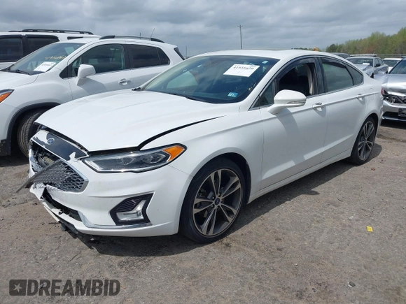 2019 Ford Fusion Titanium with VIN 3FA6P0D91KR140260, listed as a IAAI auction lot 41931629 with 95,207 mi miles. Bid and sale history available at carsss.com. Image 2.