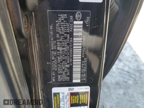 2011 Toyota Camry LE with VIN 4T1BF3EK6BU157364, listed as a Copart auction lot 51890165 with 311,176 mi miles and Salvage Title. Bid and sale history available at carsss.com. Image 12.