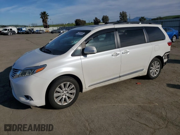 2015 Toyota Sienna Limited with VIN 5TDDK3DC2FS099332, listed as a Copart auction lot 47571435 with 107,449 mi miles and Salvage Title. Bid and sale history available at DreamBid. Image 1.