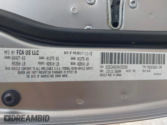 2016 Chrysler 300 S z VIN 2C3CCAGG7GH152395, wystawiony jako IAAI lot #42067089 z przebiegiem 127 300 mil mil oraz . Historia ofert i sprzedaży dostępna na DreamBid. Obrazek 9.