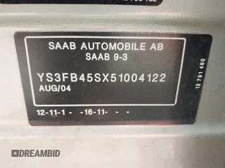 2005 Saab 9-3 Linear z VIN YS3FB45SX51004122, wystawiony jako IAAI lot #42045399 z przebiegiem 142 815 mil mil oraz . Historia ofert i sprzedaży dostępna na DreamBid. Obrazek 9.