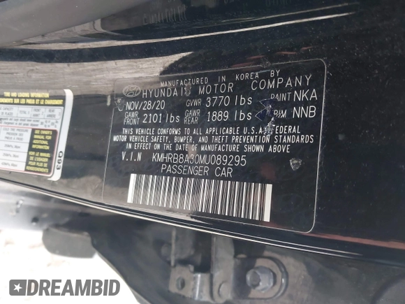 2021 Hyundai Venue SE with VIN KMHRB8A30MU089295, listed as a IAAI auction lot 42037102 with 76,936 mi miles and . Bid and sale history available at DreamBid. Image 9.