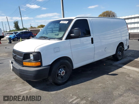2014 Chevrolet Express Cargo Van with VIN 1GCWGFCA3E1132068, listed as a Copart auction lot 53259715 with 133,467 mi miles and Clean Title. Bid and sale history available at carsss.com. Image 1.