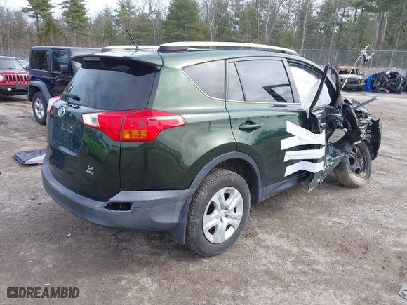 2013 Toyota RAV4 LE with VIN JTMBFREVXD5021592, listed as a IAAI auction lot 41901950 with 122,535 mi miles. Bid and sale history available at carsss.com. Image 4.