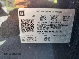 2018 GMC Acadia SLE with VIN 1GKKNRLS6JZ147761, listed as a Copart auction lot 54181325 with 101,345 mi miles and Salvage title. Bid and sale history available at DreamBid. Image 13.