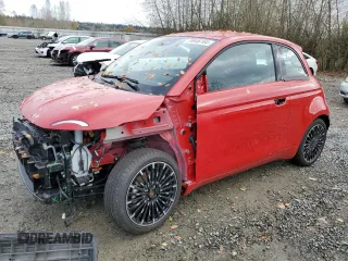 2024 FIAT 500e INSPI(RED) with VIN ZFAFFAA43RX205985, listed as a Copart auction lot 76946164 with 1,199 mi miles and Salvage Title. Bid and sale history available at carsss.com. Image 1.