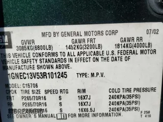 2003 Chevrolet Tahoe LS with VIN 1GNEC13V53R101245, listed as a Copart auction lot 65222214 with 259,040 mi miles and Salvage Title. Bid and sale history available at carsss.com. Image 12.