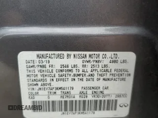 2019 Infiniti Q50 Luxe z VIN JN1EV7AP3KM541179, wystawiony jako Copart lot #43910465 z przebiegiem 52 004 mil mil oraz Czysty tytuł • Clean title. Historia ofert i sprzedaży dostępna na DreamBid. Obrazek 12.
