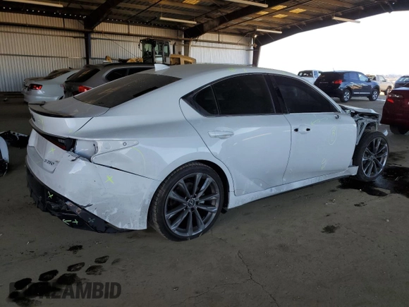 2023 Lexus IS with VIN JTHGZ1B22P5065405, listed as a Copart auction lot 46936285 with 31,971 mi miles and Salvage Title. Bid and sale history available at carsss.com. Image 3.