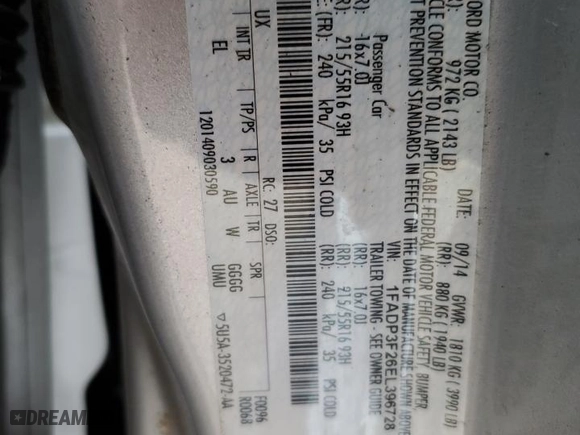 2014 Ford Focus SE with VIN 1FADP3F26EL396728, listed as a Copart auction lot 50064165 with 196,070 mi miles and Salvage Title. Bid and sale history available at carsss.com. Image 12.