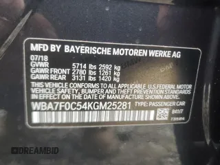 2019 BMW 7 Series 750i with VIN WBA7F0C54KGM25281, listed as a Copart auction lot 84741334 with 76,472 mi miles and Salvage Title. Bid and sale history available at carsss.com. Image 13.