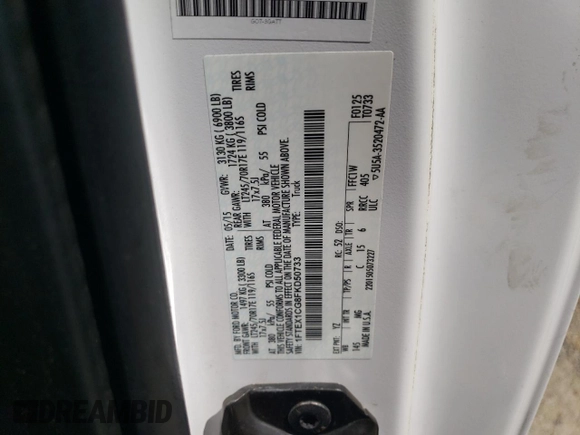2015 Ford F-150 XL with VIN 1FTEX1CG8FKD50733, listed as a Copart auction lot 63674975 with 145,578 mi miles and Clean title. Bid and sale history available at DreamBid. Image 12.