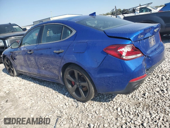 2020 Genesis G70 3.3T with VIN KMTG34LE9LU053508, listed as a Copart auction lot 75052004 with 135,388 mi miles and Salvage Title. Bid and sale history available at DreamBid. Image 2.