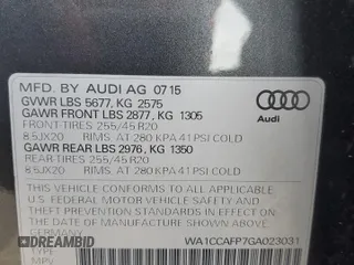 2016 Audi SQ5 Premium Plus with VIN WA1CCAFP7GA023031, listed as a Copart auction lot 71355163 with 117,835 mi miles. Bid and sale history available at carsss.com. Image 15.
