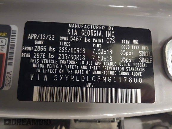 2022 Kia Sorento X-Line S with VIN 5XYRLDLC5NG117800, listed as a IAAI auction lot 41611432 with 25,914 mi miles. Bid and sale history available at carsss.com. Image 9.