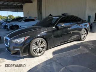 2021 Infiniti Q50 3.0t SENSORY with VIN JN1EV7CP1MM706551, listed as a Copart auction lot 47169835 with 33,438 mi miles and Salvage Title. Bid and sale history available at carsss.com. Image 1.