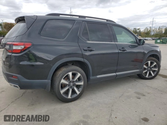 2023 Honda Pilot Elite with VIN 5FNYG1H84PB042259, listed as a Copart auction lot 75609714 with 71,025 mi miles and Salvage Title. Bid and sale history available at carsss.com. Image 3.