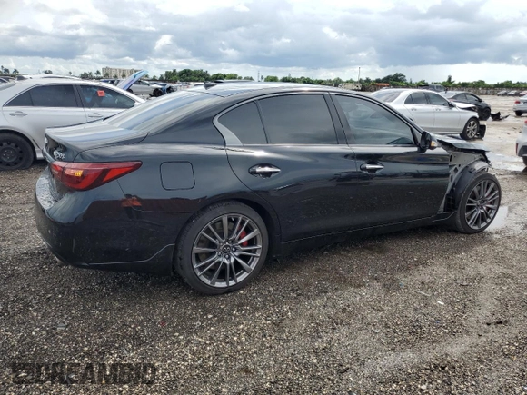 2021 Infiniti Q50 Red Sport 400 with VIN JN1FV7DR3MM881078, listed as a Copart auction lot 71309394 with 28,516 mi miles and Salvage Title. Bid and sale history available at carsss.com. Image 3.
