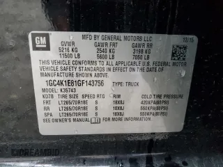 2016 Chevrolet Silverado 3500HD High Country with VIN 1GC4K1E81GF143756, listed as a Copart auction lot 83951974 with 107,319 mi miles and Salvage Title. Bid and sale history available at carsss.com. Image 12.
