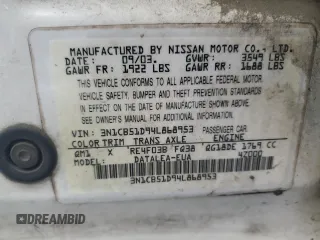 2004 Nissan Sentra S z VIN 3N1CB51D94L868953, wystawiony jako Copart lot #60234505 z przebiegiem 291 211 mil mil oraz Szkoda całkowita • Salvage title. Historia ofert i sprzedaży dostępna na DreamBid. Obrazek 12.