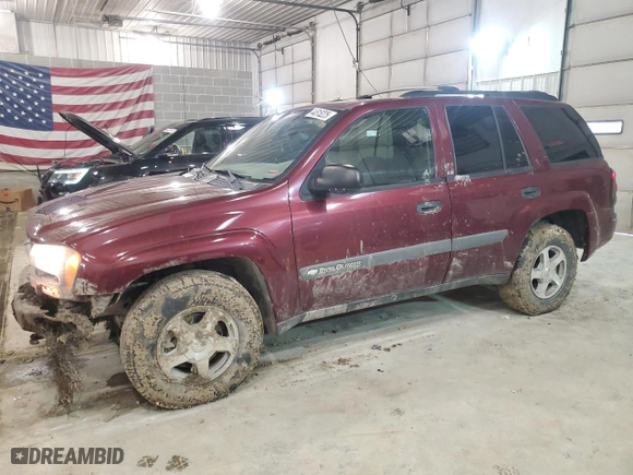 2004 Chevrolet TrailBlazer LS with VIN 1GNDT13SX42289904, listed as a Copart auction lot 44515225 with 165,168 mi miles and Salvage Title. Bid and sale history available at carsss.com. Image 1.