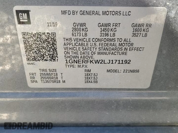 2020 Chevrolet Traverse LS with VIN 1GNERFKW2LJ171192, listed as a Copart auction lot 45158215 with 88,452 mi miles and Salvage Title. Bid and sale history available at carsss.com. Image 15.
