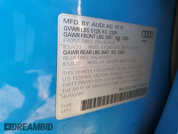 2019 Audi Q3 S line Premium Plus with VIN WA1EECF34K1084907, listed as a Copart auction lot 80546094 with 79,972 mi miles and Salvage Title. Bid and sale history available at carsss.com. Image 14.