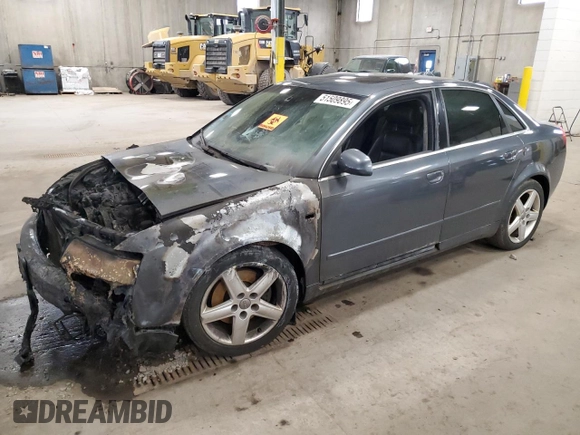 2005 Audi A4 3.0L z VIN WAULT68E75A063649, wystawiony jako Copart lot #51509895 z przebiegiem Nie podano mil oraz Nie do naprawy • Non repairable. Historia ofert i sprzedaży dostępna na DreamBid. Obrazek 1.