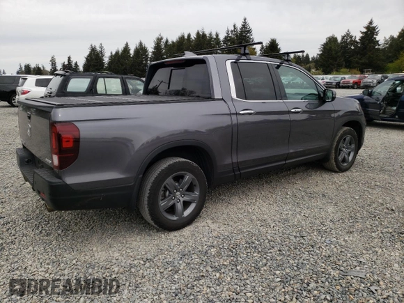 2021 Honda Ridgeline RTL-E with VIN 5FPYK3F71MB016967, listed as a Copart auction lot 53371544 with 34,382 mi miles and Salvage title. Bid and sale history available at DreamBid. Image 3.
