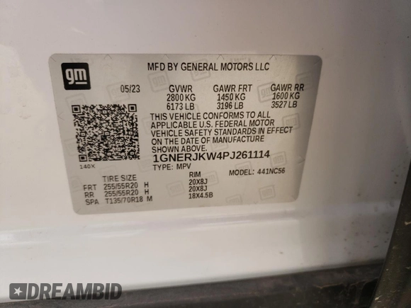 2023 Chevrolet Traverse RS with VIN 1GNERJKW4PJ261114, listed as a Copart auction lot 89275585 with 33,957 mi miles and Salvage Title. Bid and sale history available at carsss.com. Image 14.