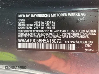 2017 BMW 4 Series z VIN WBA4T9C56H5A15072, wystawiony jako Copart lot #69042474 z przebiegiem 60 878 mil mil oraz Szkoda całkowita • Salvage title. Historia ofert i sprzedaży dostępna na DreamBid. Obrazek 12.