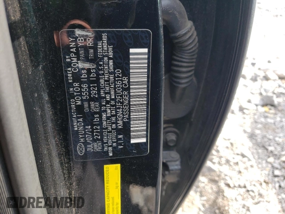 2015 Hyundai Genesis 5.0L with VIN KMHGN4JF2FU036120, listed as a Copart auction lot 63037604 with 102,936 mi miles and Salvage Title. Bid and sale history available at carsss.com. Image 12.
