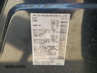2015 Nissan Pathfinder Platinum z VIN 5N1AR2MM7FC643323, wystawiony jako Copart lot #61384985 z przebiegiem 103 922 mil mil oraz Szkoda całkowita • Salvage title. Historia ofert i sprzedaży dostępna na DreamBid. Obrazek 12.