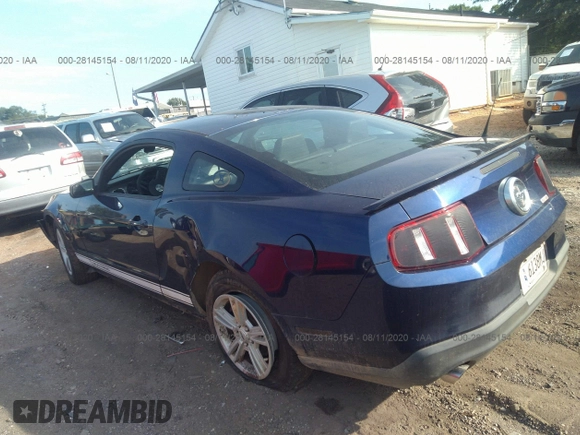 2012 Ford Mustang V6 Premium with VIN 1ZVBP8AM0C5262741, listed as a IAAI auction lot 28145154 with 193,133 mi miles. Bid and sale history available at carsss.com. Image 3.
