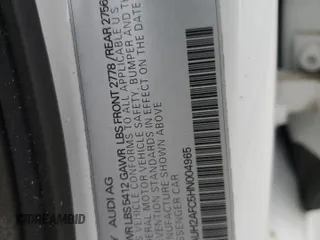 2017 Audi A6 Prestige z VIN WAUH2AFC5HN004965, wystawiony jako Copart lot #53185765 z przebiegiem Nie podano mil oraz Szkoda całkowita • Salvage title. Historia ofert i sprzedaży dostępna na DreamBid. Obrazek 12.