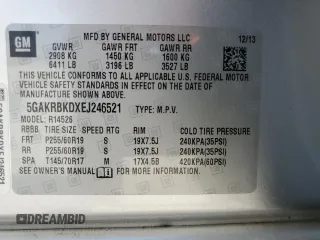 2014 Buick Enclave Leather with VIN 5GAKRBKDXEJ246521, listed as a Copart auction lot 49228345 with 128,728 mi miles and Non Repairable. Bid and sale history available at DreamBid. Image 16.
