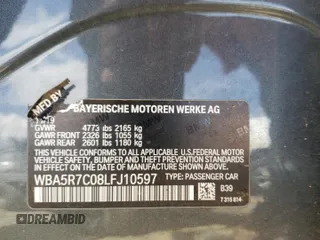 2020 BMW 3 Series 330i xDrive with VIN WBA5R7C08LFJ10597, listed as a Copart auction lot 53840925 with Not Provided miles and Salvage Title. Bid and sale history available at carsss.com. Image 12.
