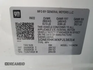 2023 Chevrolet Traverse LT Leather with VIN 1GNERHKWXPJ138314, listed as a Copart auction lot 87602995 with 14,504 mi miles and Non Repairable. Bid and sale history available at carsss.com. Image 13.