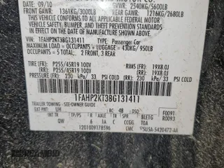 2011 Ford Taurus SHO with VIN 1FAHP2KT3BG131411, listed as a Copart auction lot 44913345 with 152,138 mi miles and Salvage Title. Bid and sale history available at DreamBid. Image 13.